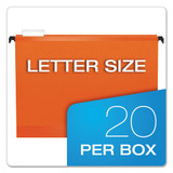 Surehook Hanging Folders, Letter Size, 1/5-cut Tab, Orange, 20/box