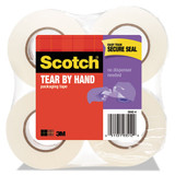 Tear-by-hand Packaging Tapes, 1.5" Core, 1.88" X 50 Yds, Clear, 4/pack