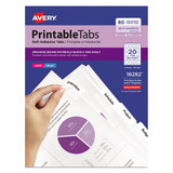 Printable Plastic Tabs With Repositionable Adhesive, 1/5-cut Tabs, White, 1.75" Wide, 80/pack