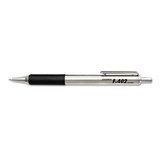 F-402 Retractable Ballpoint Pen, 0.7mm, Black Ink, Steel/black Barrel, 2/pack
