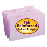 Reinforced Top Tab Colored File Folders, 1/3-cut Tabs, Legal Size, Lavender, 100/box