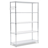 5-shelf Wire Shelving Kit With Casters And Shelf Liners, 48w X 18d X 72h, Silver