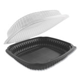 Culinary Lites Microwavable Container, 47.5 Oz, 10.56 X 9.98 X 3.18, Clear/black, 100/carton