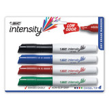Intensity Low Odor Dry Erase Marker, Broad Chisel Tip, Assorted Colors, 4/set