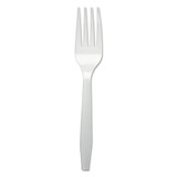Mediumweight Polystyrene Cutlery, Fork, White, 1000/carton