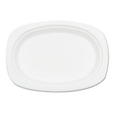 Compostable Sugarcane Bagasse Oval Plate, 9 X 6.5, White, 50/pack