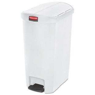 Slim Jim Resin Step-on Container, End Step Style, 13 Gal, White