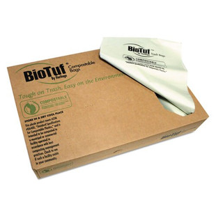 Biotuf Compostable Can Liners, 30 Gal, 1.2 Mil, 30" X 39", Green, 125/carton