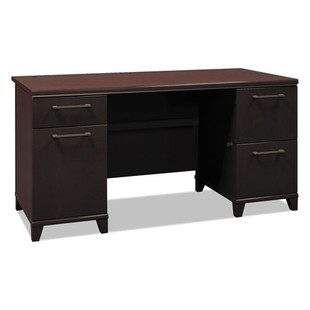 Enterprise Collection 60w Double Pedestal Desk, 60w X 28.63d X 29.75h, Mocha Cherry (box 2 Of 2)