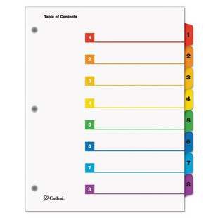 Quickstep Onestep Printable Table Of Contents And Dividers, 8-tab, 1 To 8, 11 X 8.5, White, 24 Sets