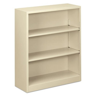 Steel Bookcase, 3-shelf, 34.5"w X 12.63"d X 41"h, Putty