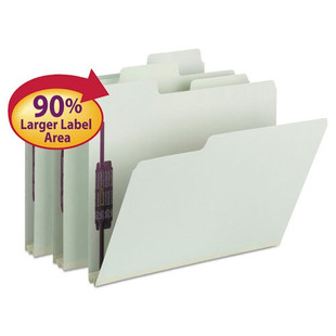 Supertab Pressboard 2-fastener Folders With Two Safeshield Coated Fasteners, 1/3-cut Tabs, Letter Size, Gray-green, 25/box