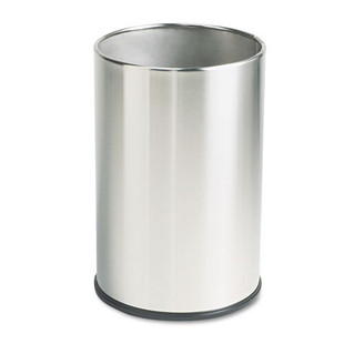 European And Metallic Series Wastebasket, Round, 5 Gal, Satin Stainless