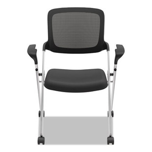 Vl314 Mesh Back Nesting Chair, Black Seat/black Back, Silver Base