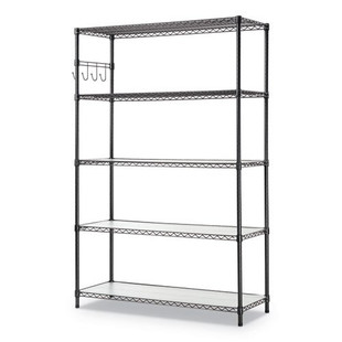 5-shelf Wire Shelving Kit With Casters And Shelf Liners, 48w X 18d X 72h, Black Anthracite