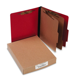 Colorlife Presstex Classification Folders, 2 Dividers, Letter Size, Executive Red, 10/box