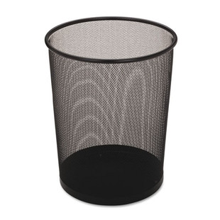 Steel Mesh Wastebasket, Round, 5 Gal, Black