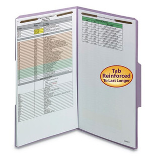 Top Tab Colored 2-fastener Folders, 1/3-cut Tabs, Legal Size, Lavender, 50/box