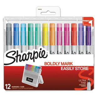 Permanent Markers W/storage Case, Extra-fine Needle Tip, Assorted Colors, Dozen