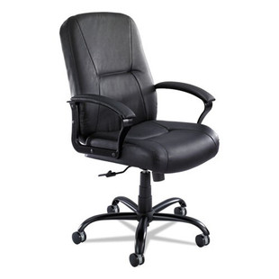 Serenity Big And Tall High Back Leather Chair, Supports Up To 500 Lbs., Black Seat/black Back, Black Base