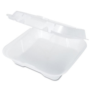 Snap-it Vented Foam Hinged Container, White, 9-1/4 X 9-1/4 X 3, 100/bag, 2/ct