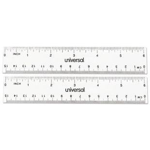 Clear Plastic Ruler, Standard/metric, 6", 2/pack