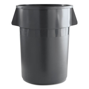 Round Waste Receptacle, Plastic, 44 Gal, Gray