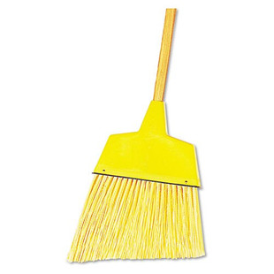 Angler Broom, Plastic Bristles, 53" Wood Handle, Yellow, 12/carton