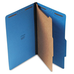 Bright Colored Pressboard Classification Folders, 1 Divider, Legal Size, Cobalt Blue, 10/box