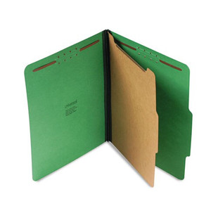 Bright Colored Pressboard Classification Folders, 1 Divider, Letter Size, Emerald Green, 10/box