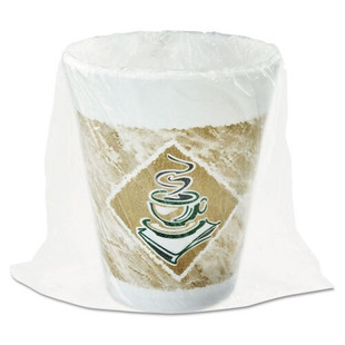 Foam Hot/cold Cups, 8 Oz., Café G Design, White/brown With Green Accents