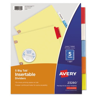 Insertable Big Tab Dividers, 5-tab, Letter