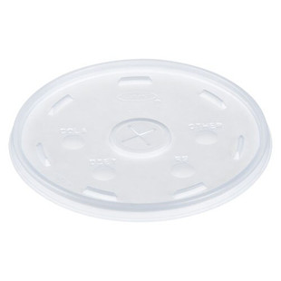 Plastic Lids For Foam Cups, Bowls And Containers, Flat With Straw Slot, Fits 12-60 Oz, Translucent, 500/carton