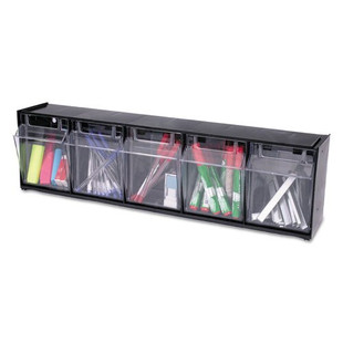 Tilt Bin Interlocking 5-bin Organizer, 23 5/8 X 5 1/4 X 6 1/2, Black/clear