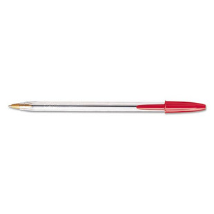 Cristal Xtra Smooth Stick Ballpoint Pen, 1mm, Red Ink, Clear Barrel, Dozen