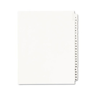 Preprinted Legal Exhibit Side Tab Index Dividers, Avery Style, 25-tab, 1 To 25, 11 X 8.5, White, 1 Set Preprinted Legal Exhibit Side Tab Index Dividers, Avery Style, 25-tab, 1 To 25, 11 X 8.5, White, 1 Set