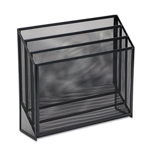 Mesh Three-tier Organizer, 3 Sections, Letter Size Files, 12.75" X 3.5" X 11.5", Black