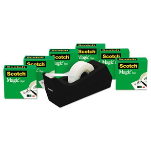 Magic Tape Desktop Dispenser Value Pack, 1" Core, 0.75" X 83.33 Ft, Clear, 6/pack