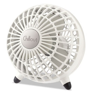 Chillout Usb/ac Adapter Personal Fan, White, 6"diameter, 1 Speed