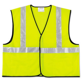 Class 2 Safety Vest, Fluorescent Lime W/silver Stripe, Polyester, X-large