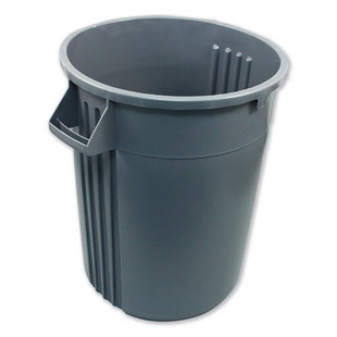 Advanced Gator Waste Container, Round, Plastic, 32 Gal, Gray