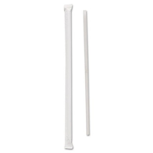 Wrapped Jumbo Straws, Polypropylene, 7 3/4", Translucent, 500/pack, 24 Pk/ctn