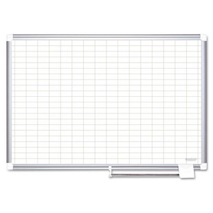 Grid Planning Board, 1 X 2 Grid, 48 X 36, White/silver