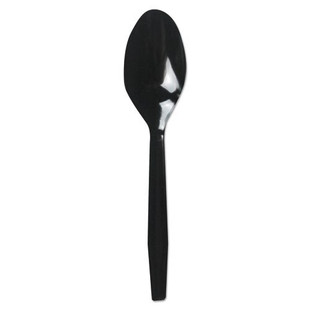 Mediumweight Polystyrene Cutlery, Teaspoon, Black, 1000/carton