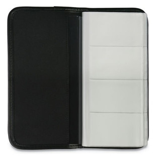 Business Card Holder, Vinyl, Black, 4 3/4 X 10 1/8