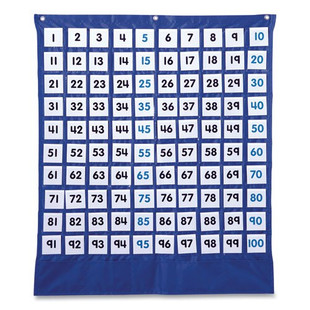 Hundreds Pocket Chart With 100 Clear Pockets, Colored Number Cards, 26 X 30