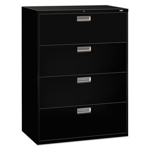 600 Series Four-drawer Lateral File, 42w X 18d X 52.5h, Black