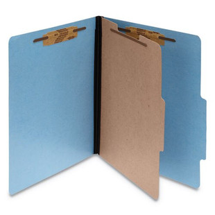 Colorlife Presstex Classification Folders, 1 Divider, Letter Size, Light Blue, 10/box