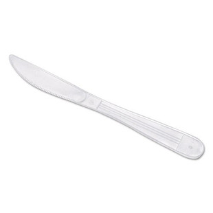 Wrapped Cutlery, 7.5" Knife, Heavyweight, Polypropylene, White, 1,000/carton