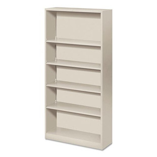 Metal Bookcase, Five-shelf, 34-1/2w X 12-5/8d X 71h, Light Gray